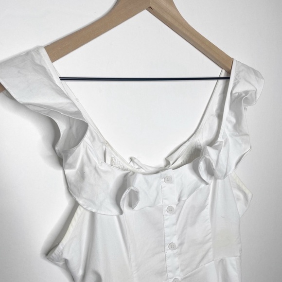 Urban Outfitters Poplin Ruffle Button Front Cottage Midi Dress White Size S - Picture 3 of 7